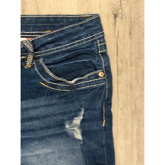 Amethyst Cutt-Off Jeans Shorts Womens Size 11 Blue Faded Denim Cuffed Distressed - Picture 5 of 9